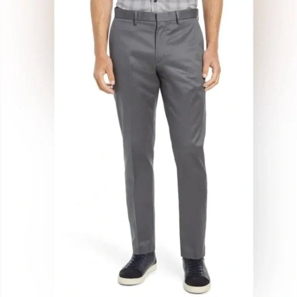 CLEARANCE Nordstrom Athletic Fit Flat Front Pants Gray Size 38x32